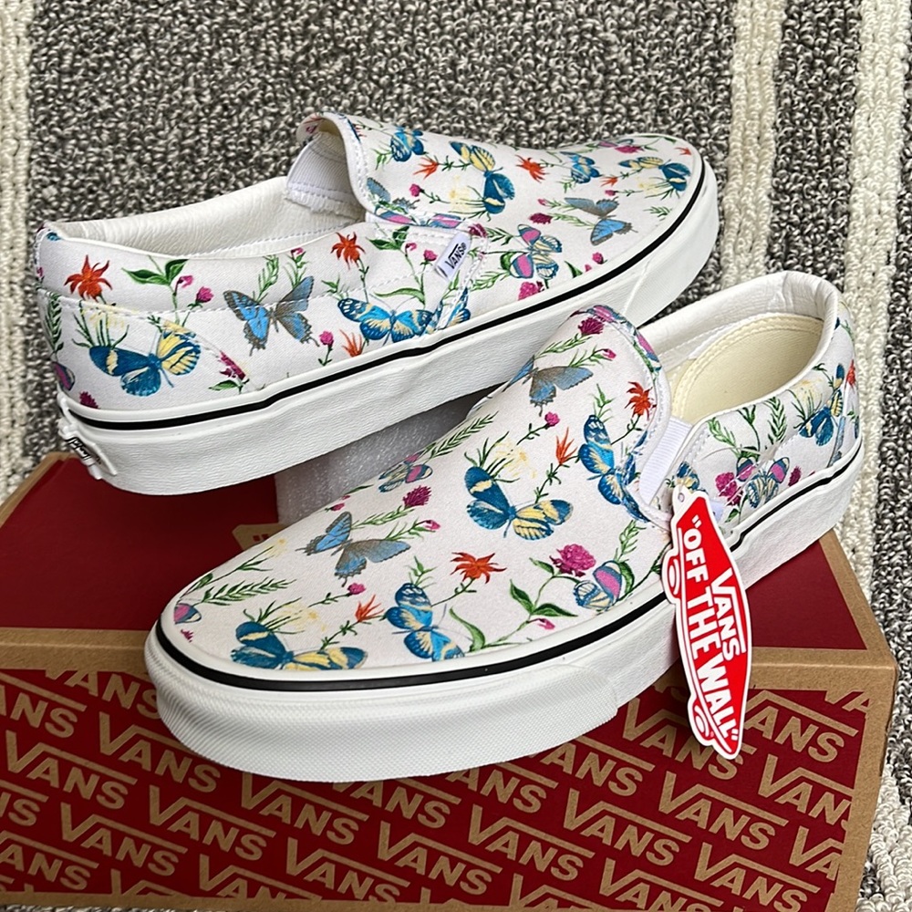 Vans Classic Slip-On Butterfly Floral Marshmallow MENS - Picture 9 of 16